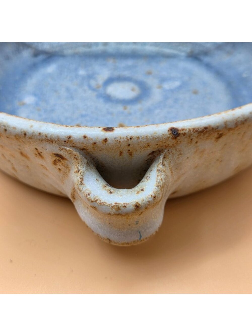 Studio Art Pottery Handled Bowl Two Tone Blue White Stoneware R Shanks 2011 - Picture 6 of 9